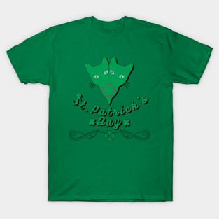 st patricks day two kitten green love clover T-Shirt